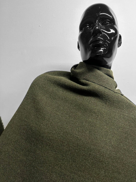 Italian Olive Melange Double Faced Fleece Virgin Wool Wide - L'Etoffe Fabrics LLC