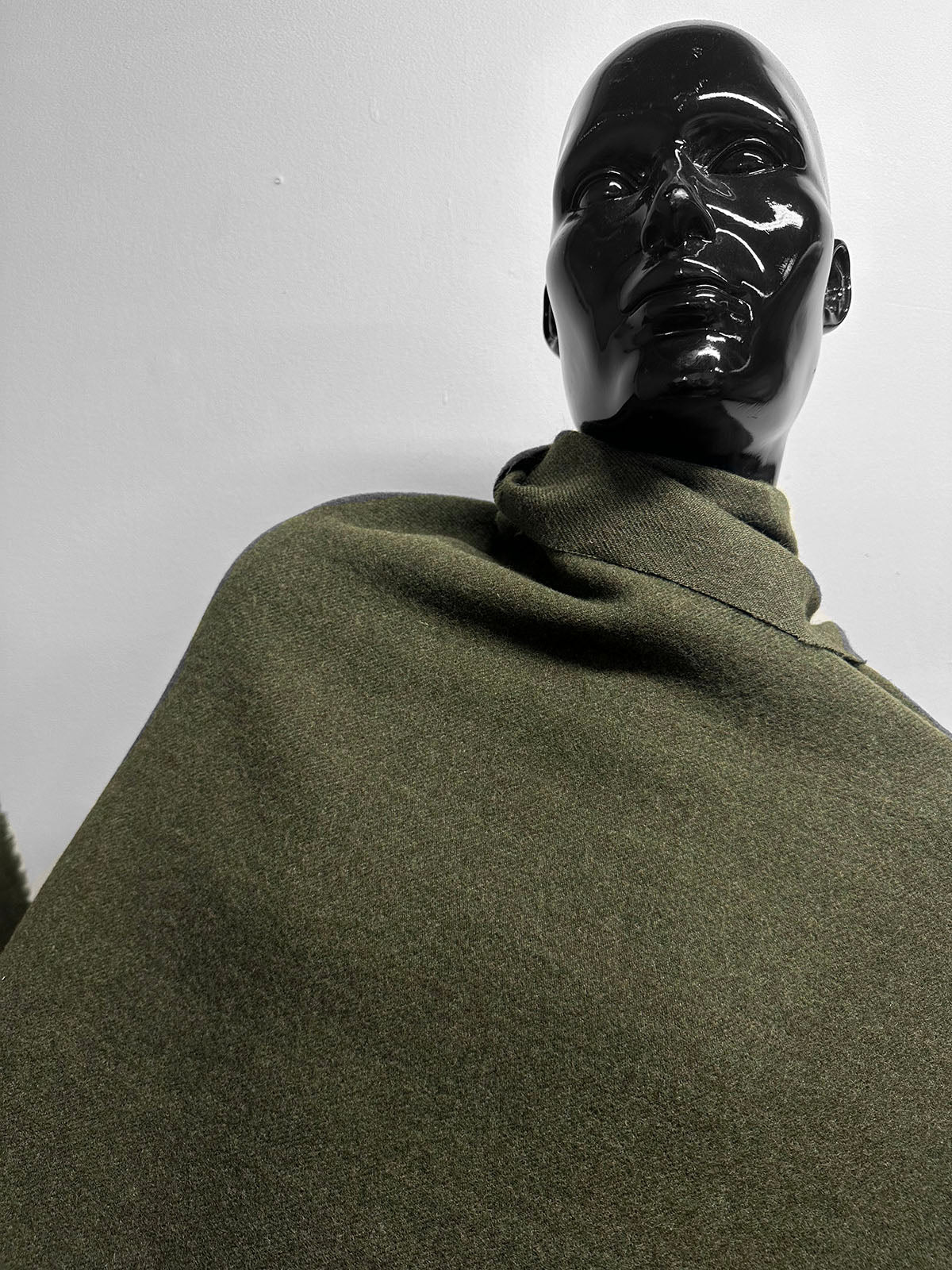 Italian Olive Melange Double Faced Fleece Virgin Wool Wide - L'Etoffe Fabrics LLC