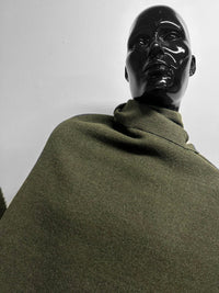 Italian Olive Melange Double Faced Fleece Virgin Wool Wide - L'Etoffe Fabrics LLC