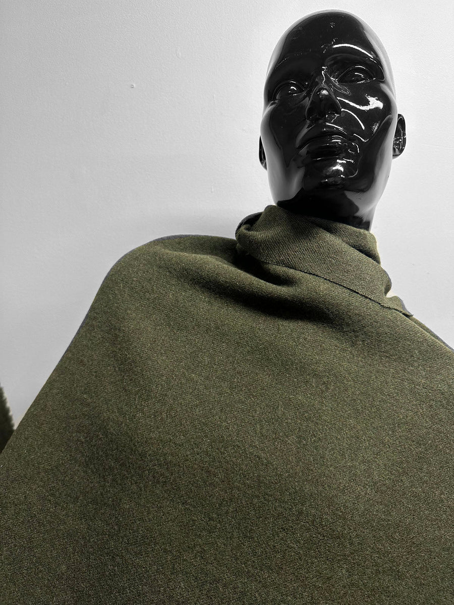 Italian Olive Melange Double Faced Fleece Virgin Wool Wide - L'Etoffe Fabrics LLC