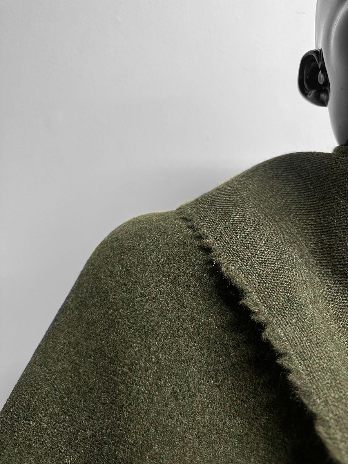 Italian Olive Melange Double Faced Fleece Virgin Wool Wide - L'Etoffe Fabrics LLC