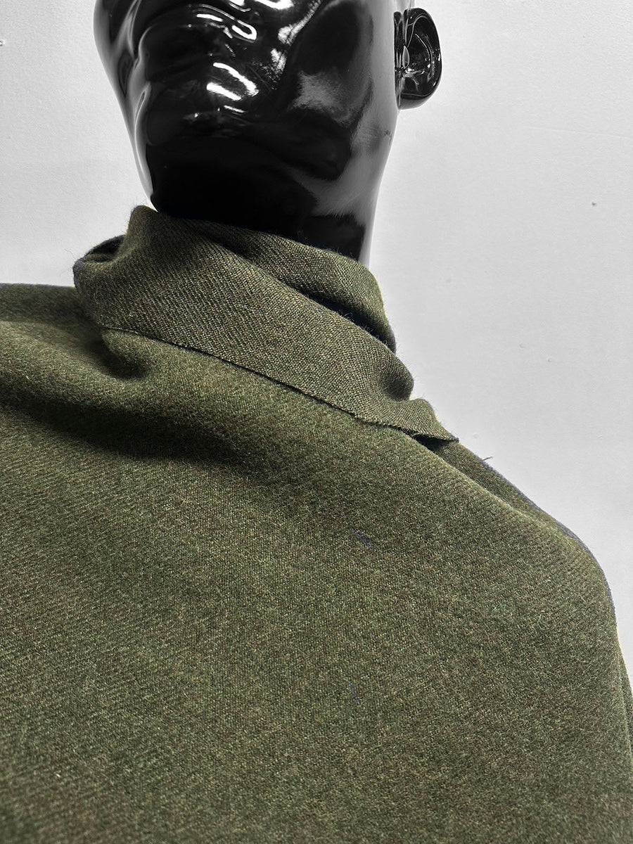 Italian Olive Melange Double Faced Fleece Virgin Wool Wide - L'Etoffe Fabrics LLC