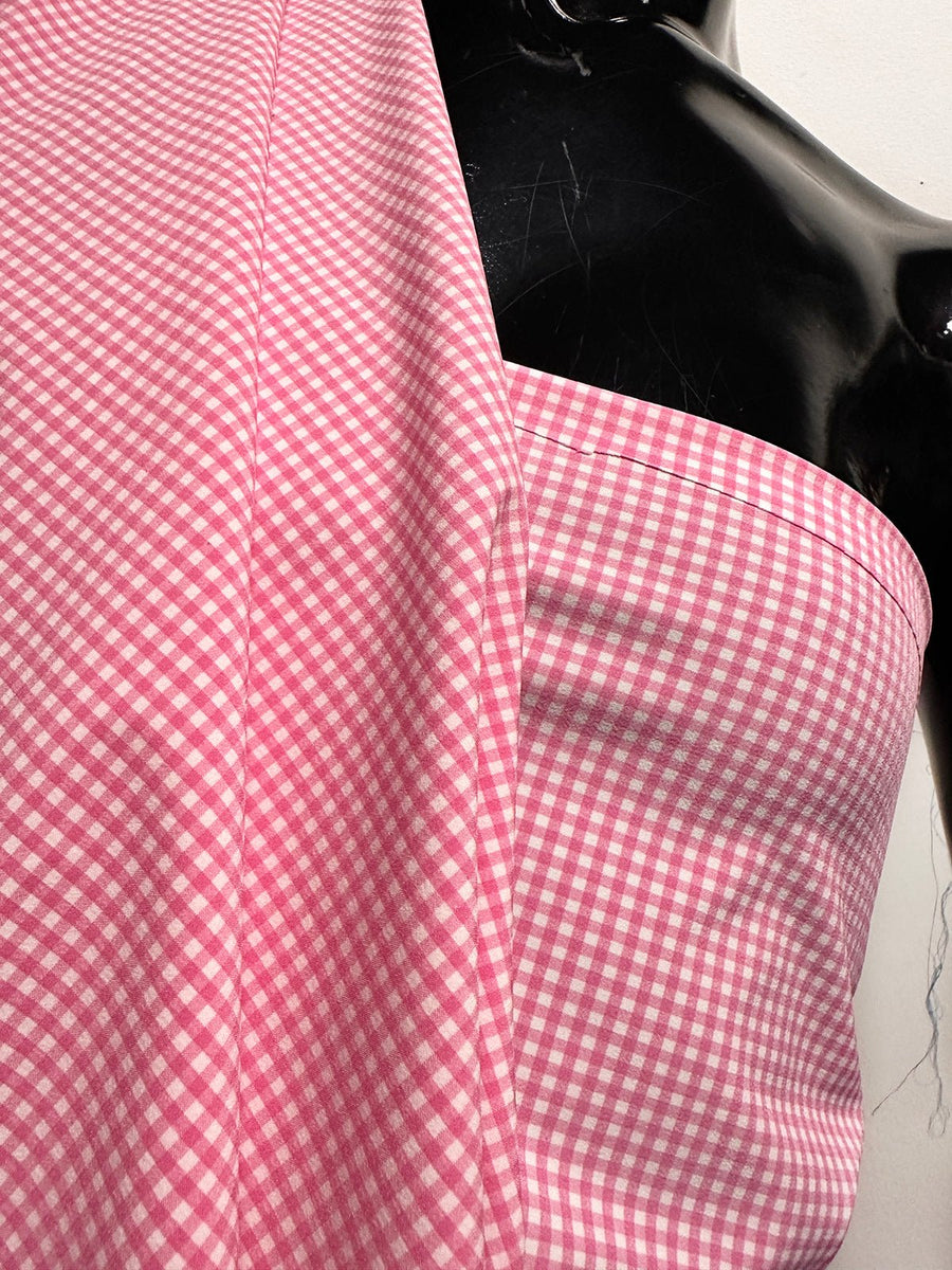 Italian Pink Gingham Swim Suit Fabric - L'Etoffe Fabrics LLC
