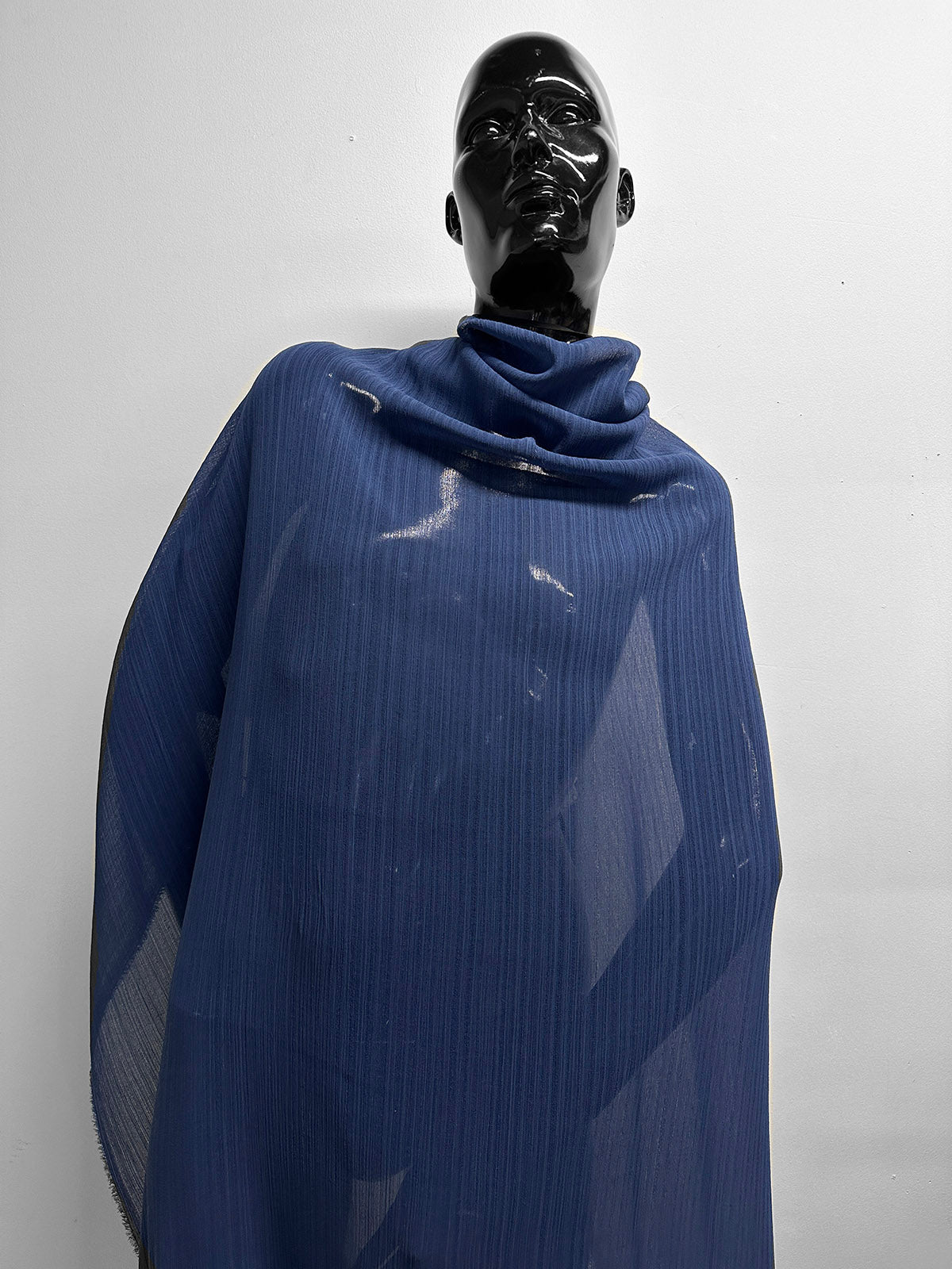 Italian Pleated Blue Cotton Gauze - L'Etoffe Fabrics LLC