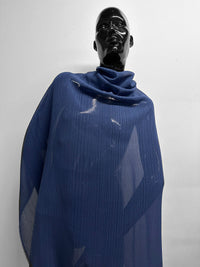 Italian Pleated Blue Cotton Gauze - L'Etoffe Fabrics LLC