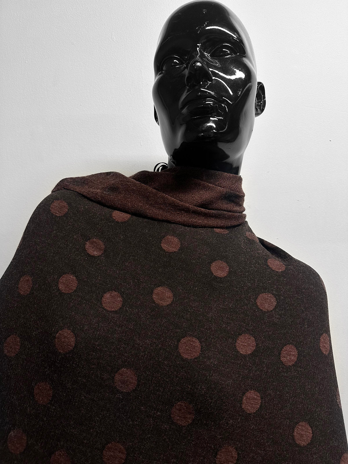 Italian Polka Dot Soft Drape Wool Blend Jersey Rust - L'Etoffe Fabrics LLC