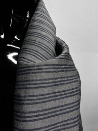 Italian Premium Silk Linen Stripe Navy Stripe - L'Etoffe Fabrics LLC