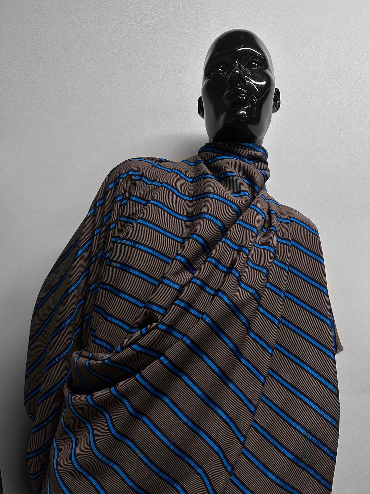 Italian Rayon Cobalt Ribbon Stripe - L'Etoffe Fabrics LLC