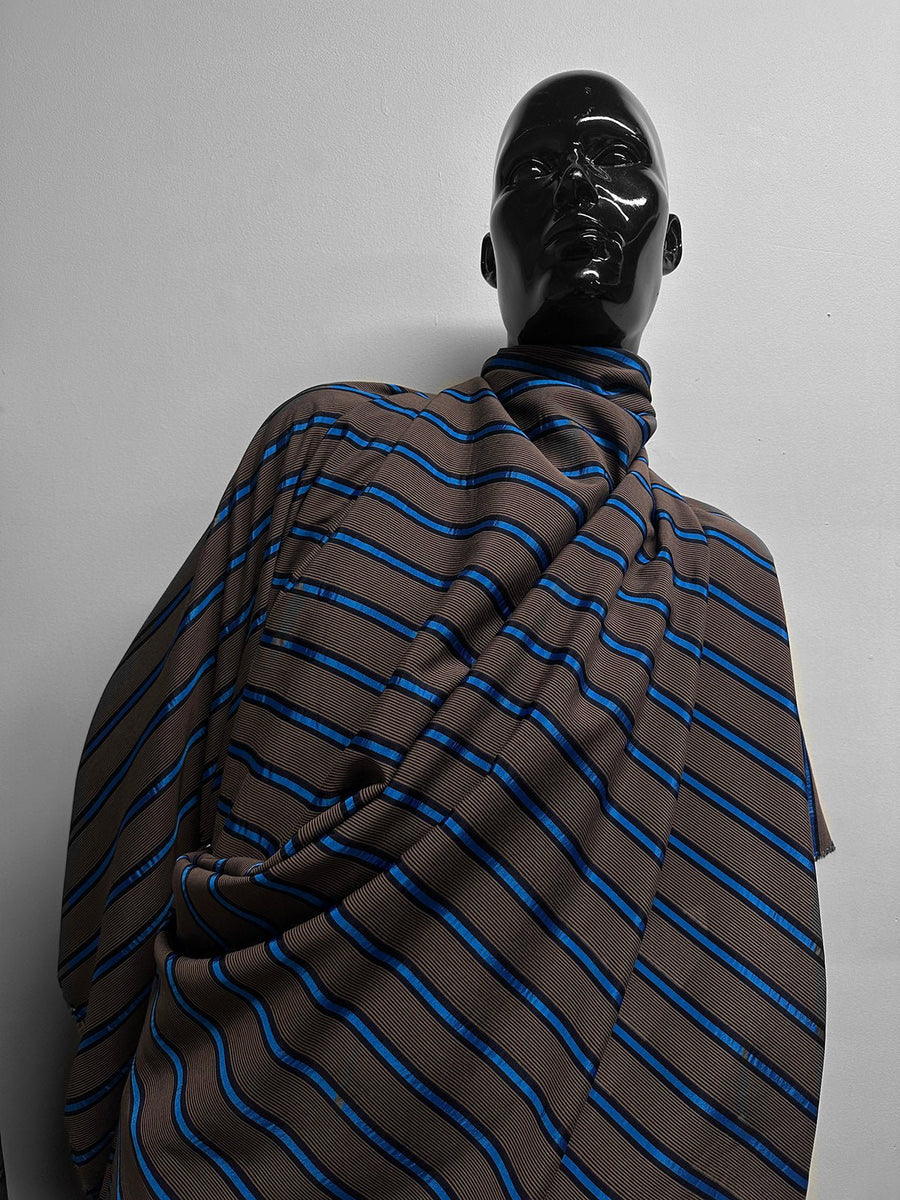 Italian Rayon Cobalt Ribbon Stripe - L'Etoffe Fabrics LLC