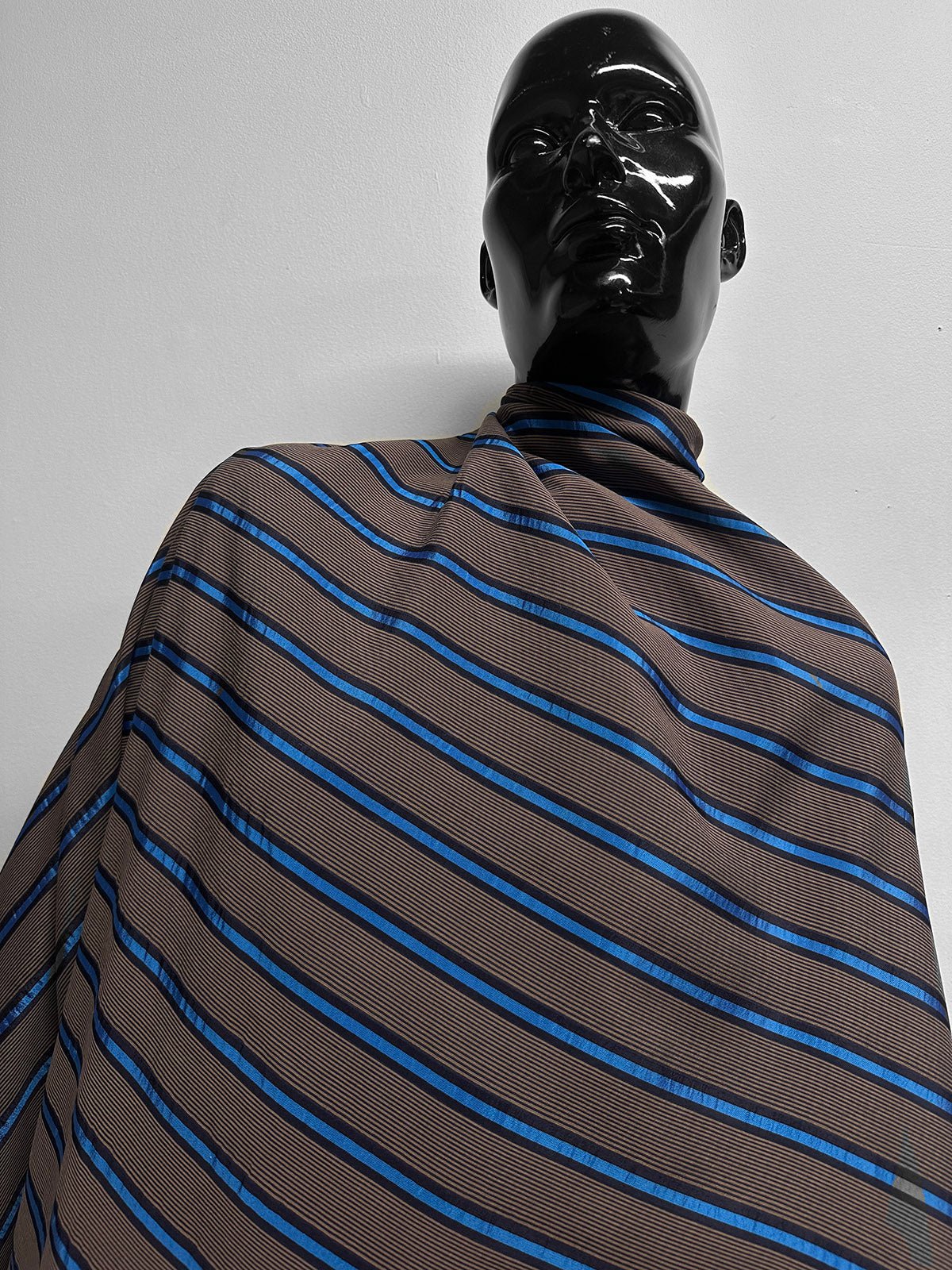 Italian Rayon Cobalt Ribbon Stripe - L'Etoffe Fabrics LLC