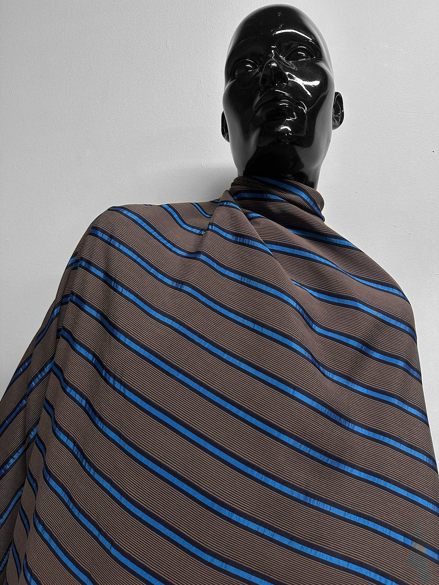 Italian Rayon Cobalt Ribbon Stripe - L'Etoffe Fabrics LLC