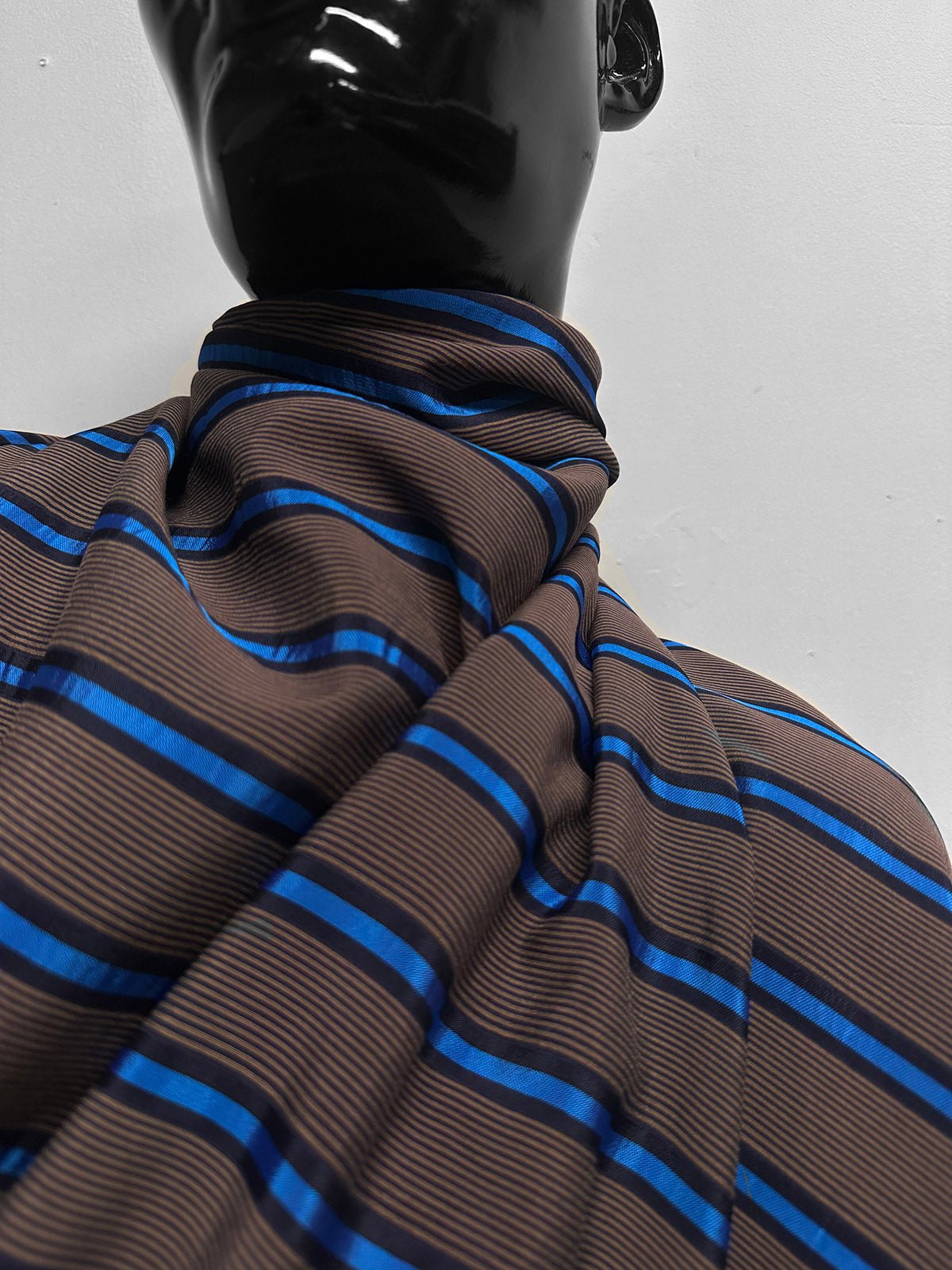 Italian Rayon Cobalt Ribbon Stripe - L'Etoffe Fabrics LLC
