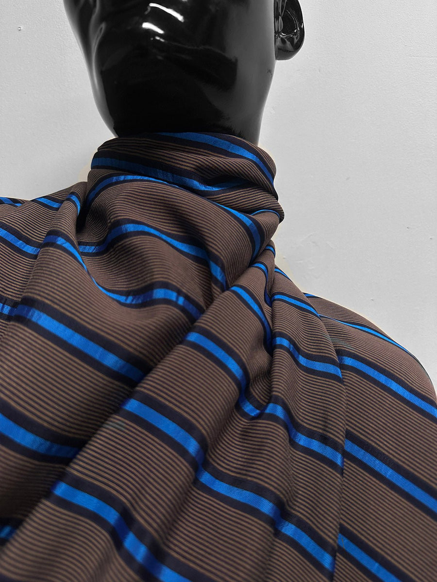Italian Rayon Cobalt Ribbon Stripe - L'Etoffe Fabrics LLC