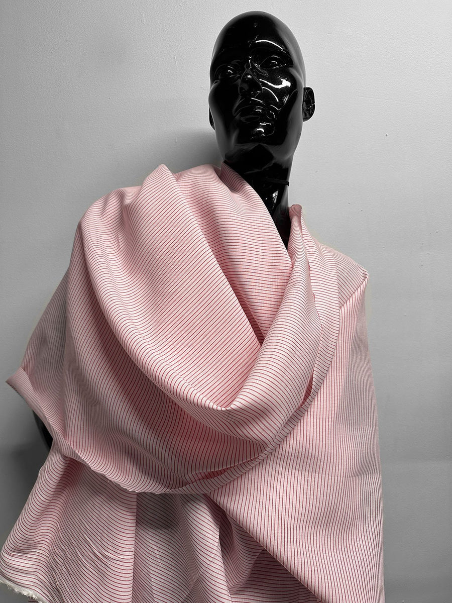 Italian Red Pinstripe Linen Shirting - L'Etoffe Fabrics LLC