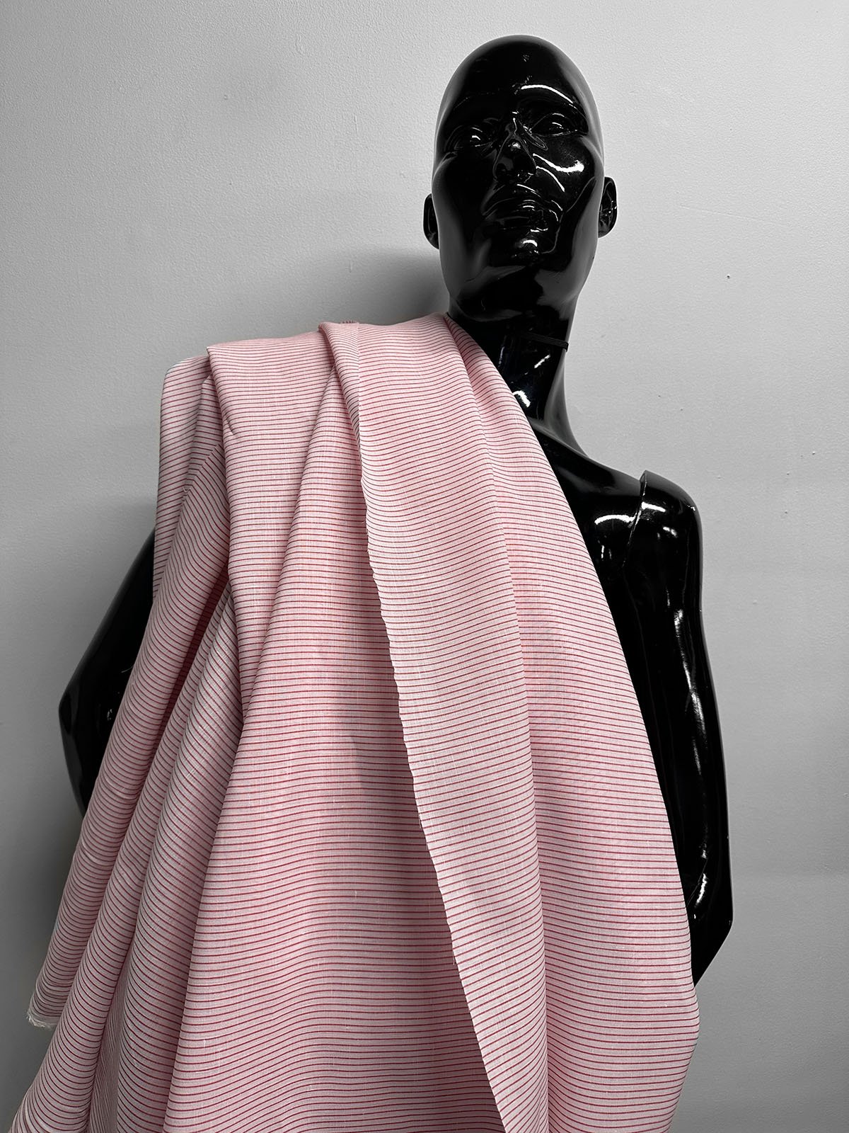 Italian Red Pinstripe Linen Shirting - L'Etoffe Fabrics LLC