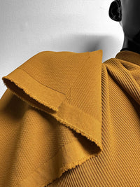 Italian Ribbed Honeycomb Stretch Crepe in Curry - L'Etoffe Fabrics LLC