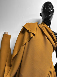 Italian Ribbed Honeycomb Stretch Crepe in Curry - L'Etoffe Fabrics LLC