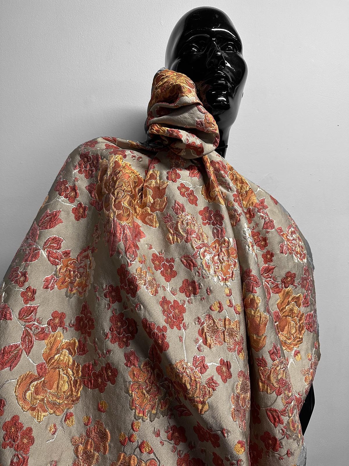 Italian Silk Brocade Rococo Inspired Amber - L'Etoffe Fabrics LLC