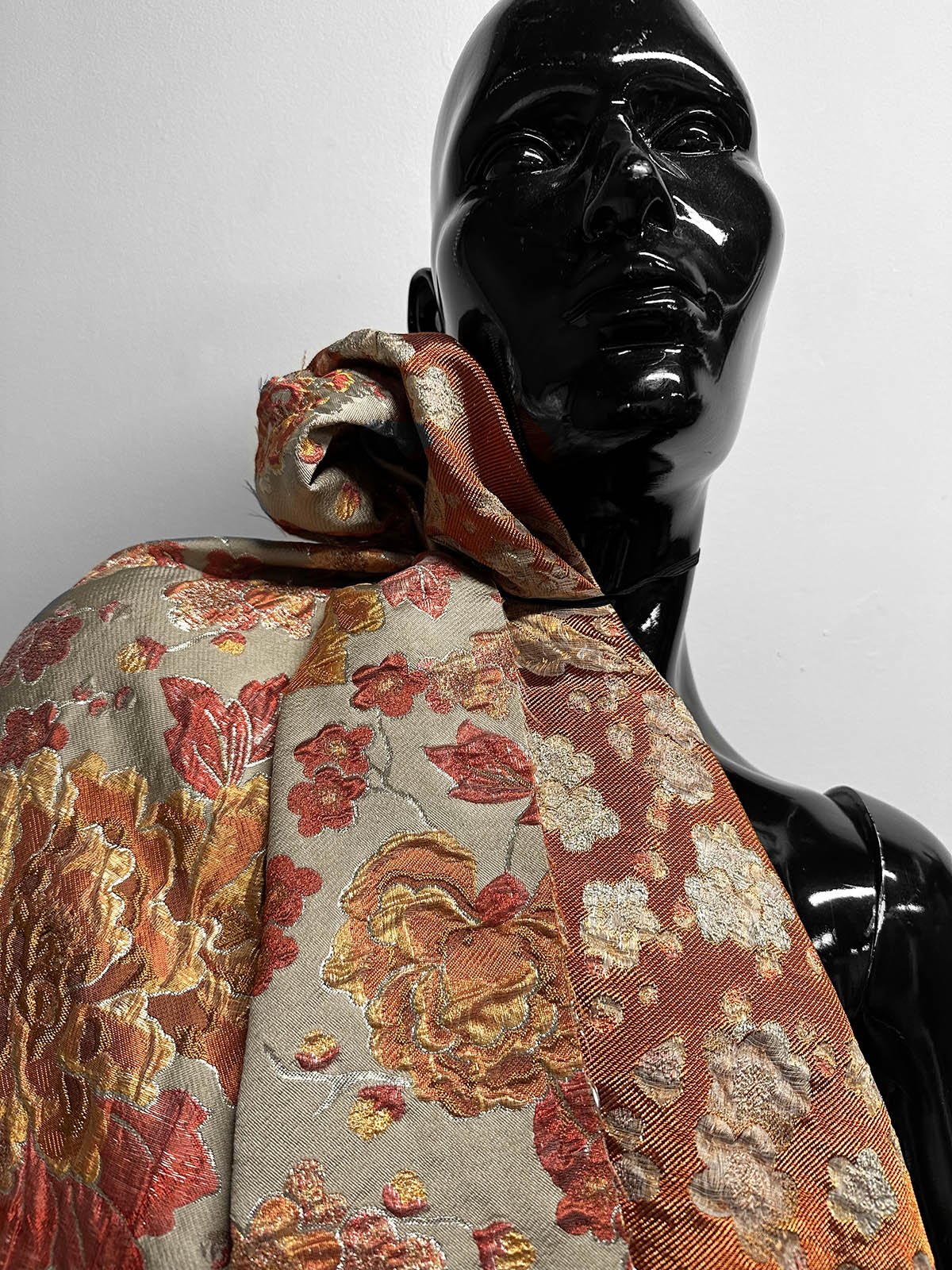 Italian Silk Brocade Rococo Inspired Amber - L'Etoffe Fabrics LLC