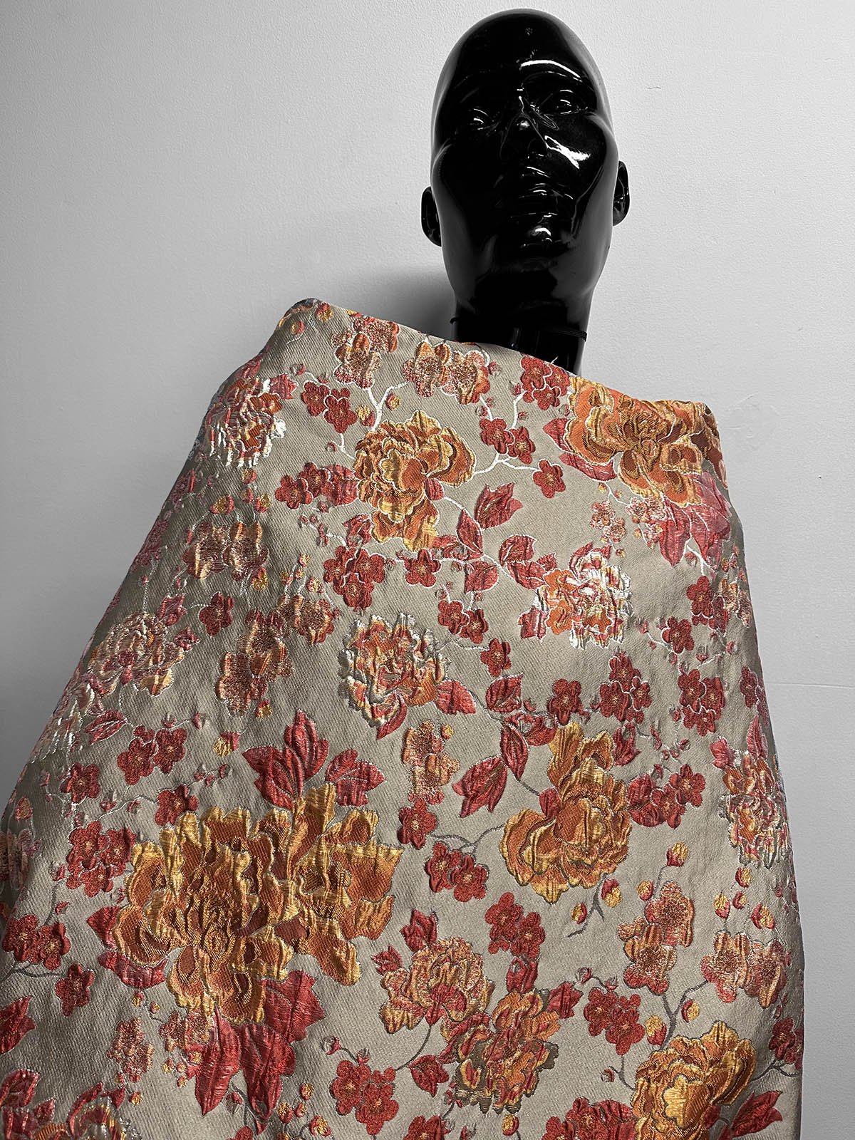 Italian Silk Brocade Rococo Inspired Amber - L'Etoffe Fabrics LLC