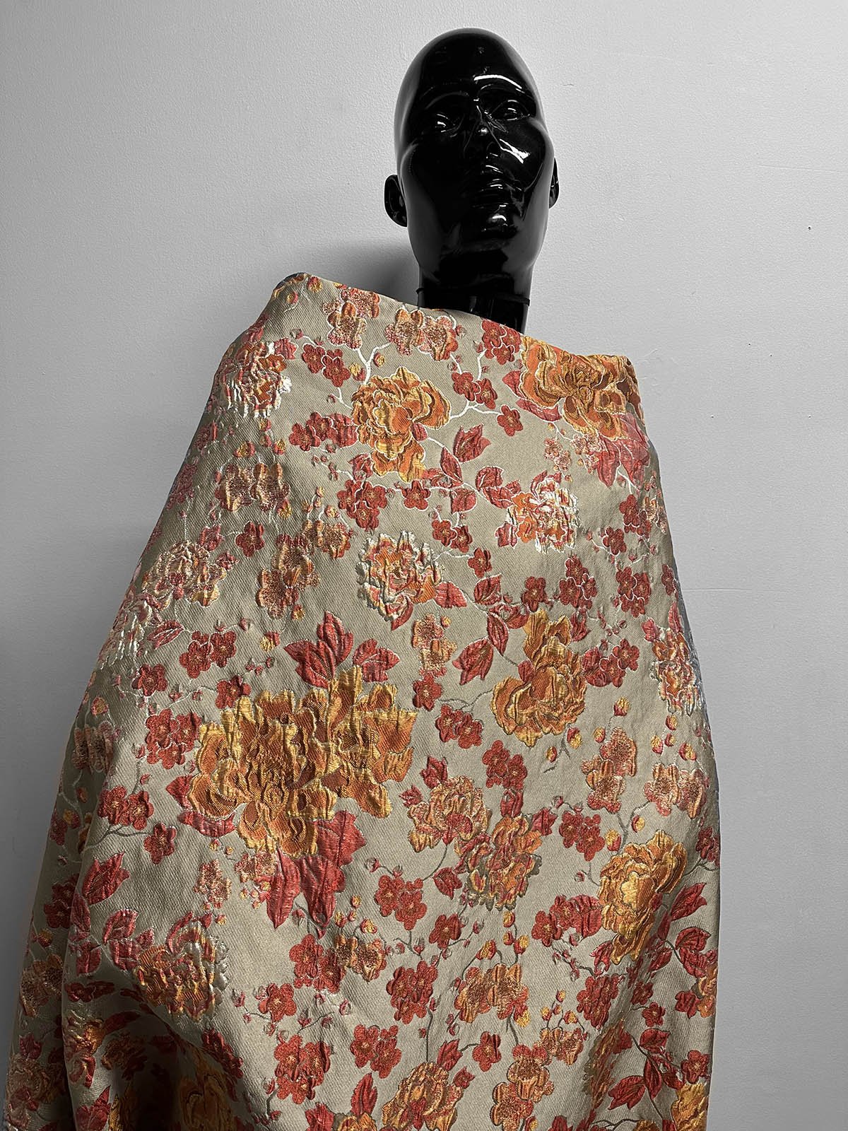 Italian Silk Brocade Rococo Inspired Amber - L'Etoffe Fabrics LLC