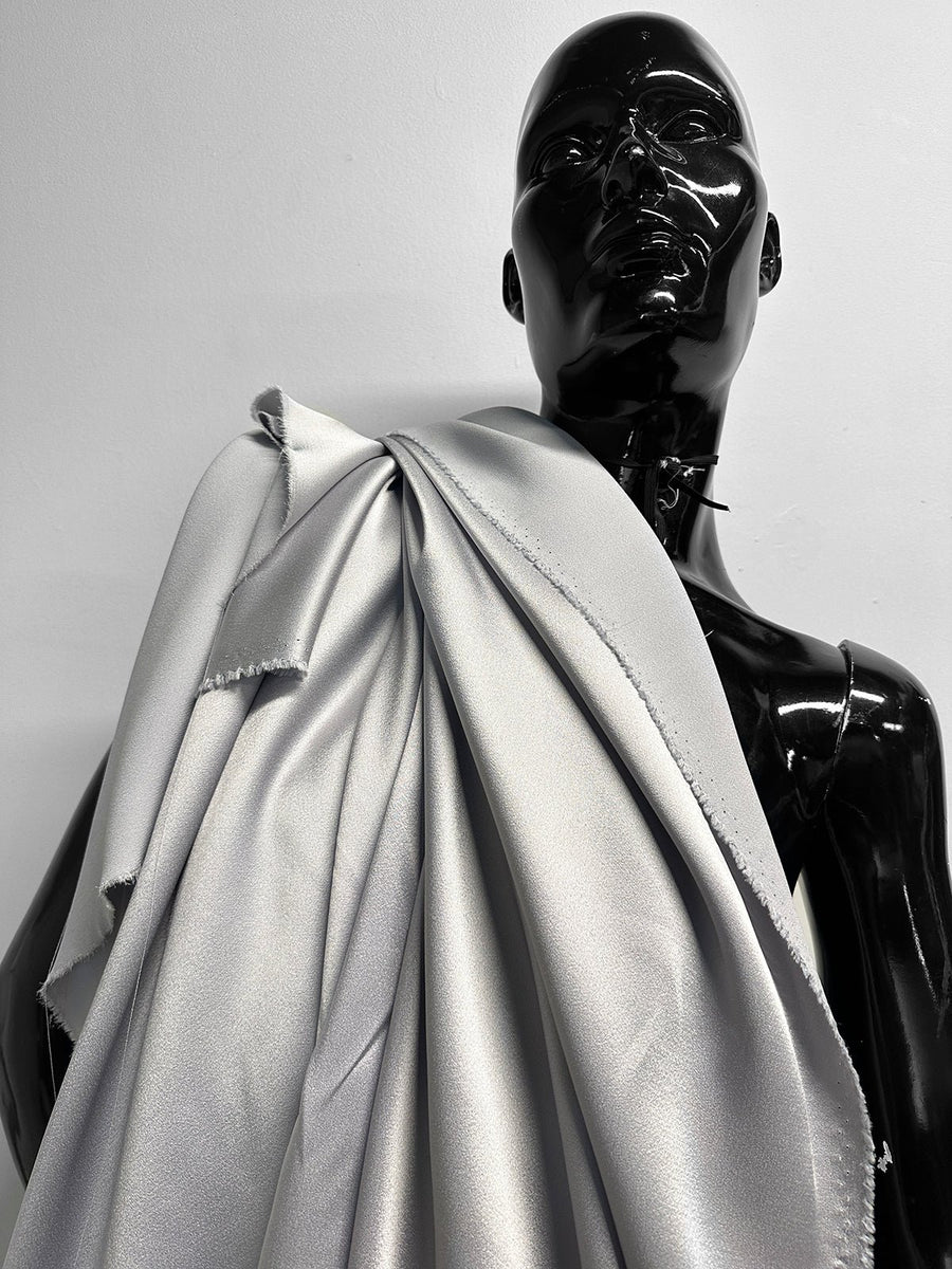 Italian Silver Crepe Satin Back Crepe Viscose Acetate - L'Etoffe Fabrics LLC