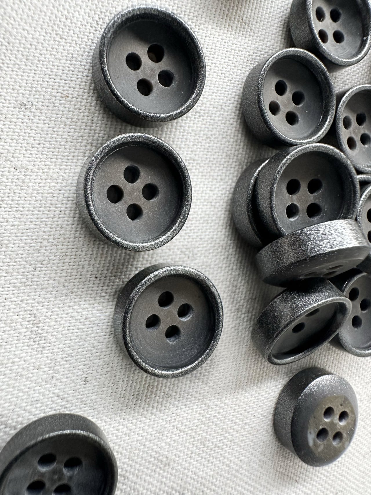 Italian Smoke and Gunmetal Rimmed Shirts Buttons - L'Etoffe Fabrics LLC