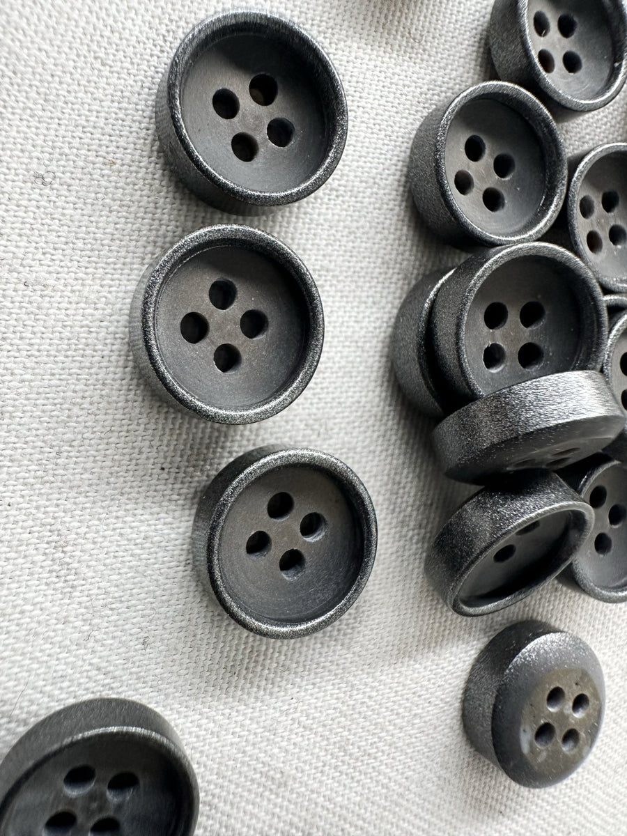 Italian Smoke and Gunmetal Rimmed Shirts Buttons - L'Etoffe Fabrics LLC