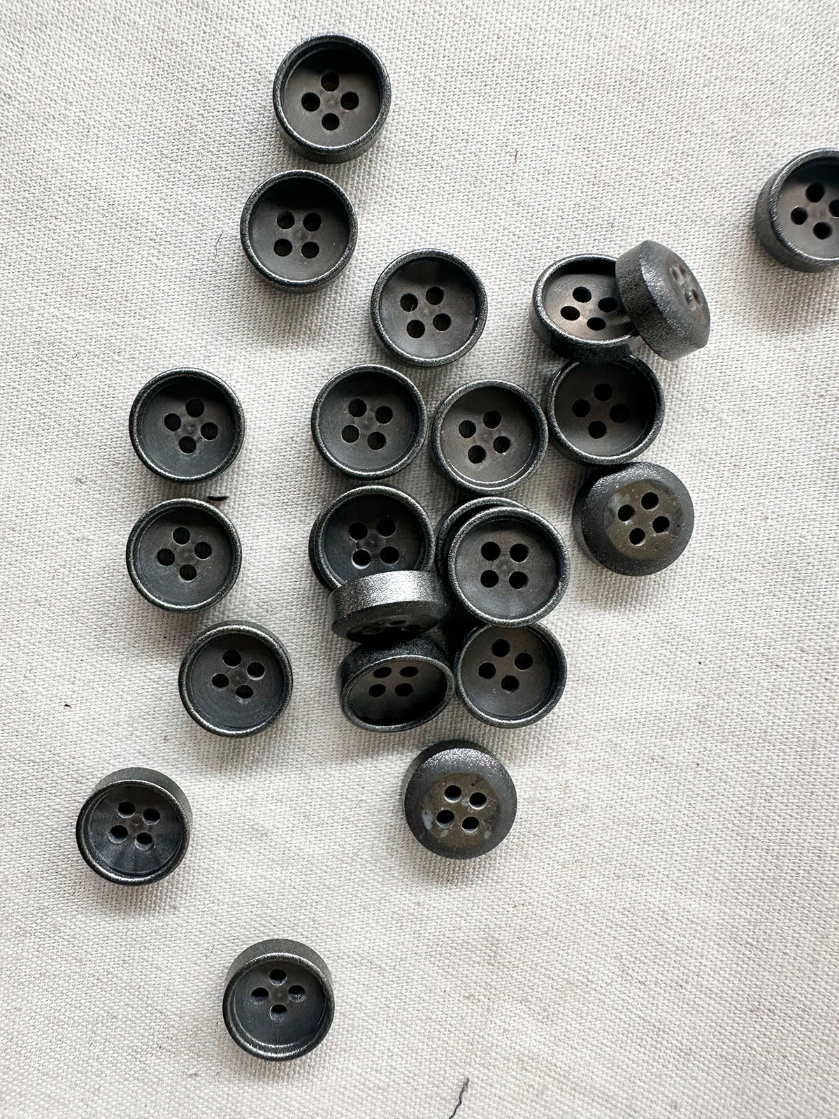 Italian Smoke and Gunmetal Rimmed Shirts Buttons - L'Etoffe Fabrics LLC