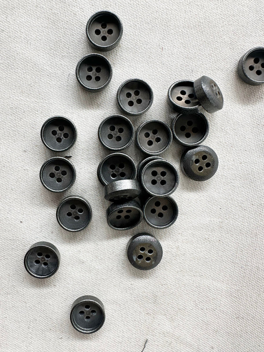 Italian Smoke and Gunmetal Rimmed Shirts Buttons - L'Etoffe Fabrics LLC