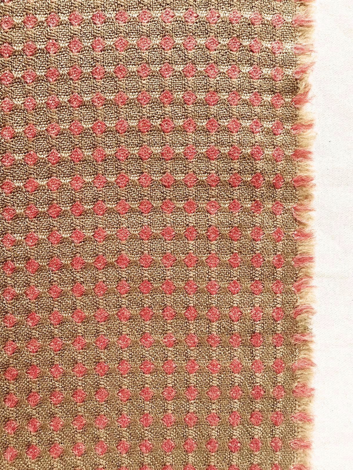 Italian Soft Diamond Dot Weave Woolen in Camel/Salmon - L'Etoffe Fabrics LLC