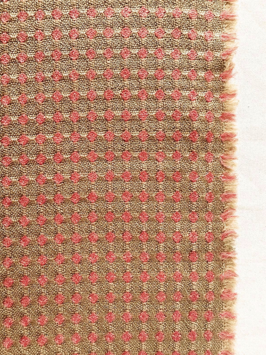 Italian Soft Diamond Dot Weave Woolen in Camel/Salmon - L'Etoffe Fabrics LLC