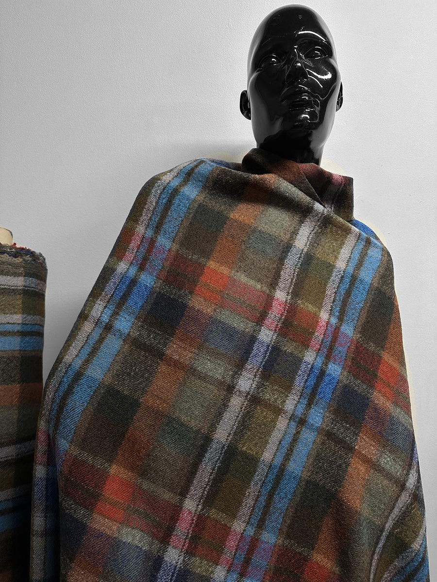 Italian Soft Plaid Boiled Light Fluffy Virgin Wool - L'Etoffe Fabrics LLC