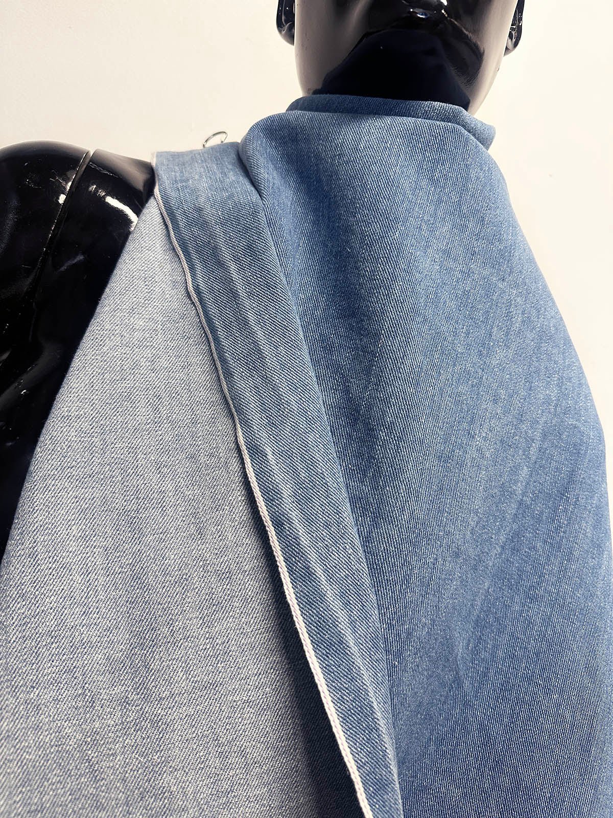 Italian Soft Washed Faded Selvedge Denim Fabric - Light - L'Etoffe Fabrics LLC