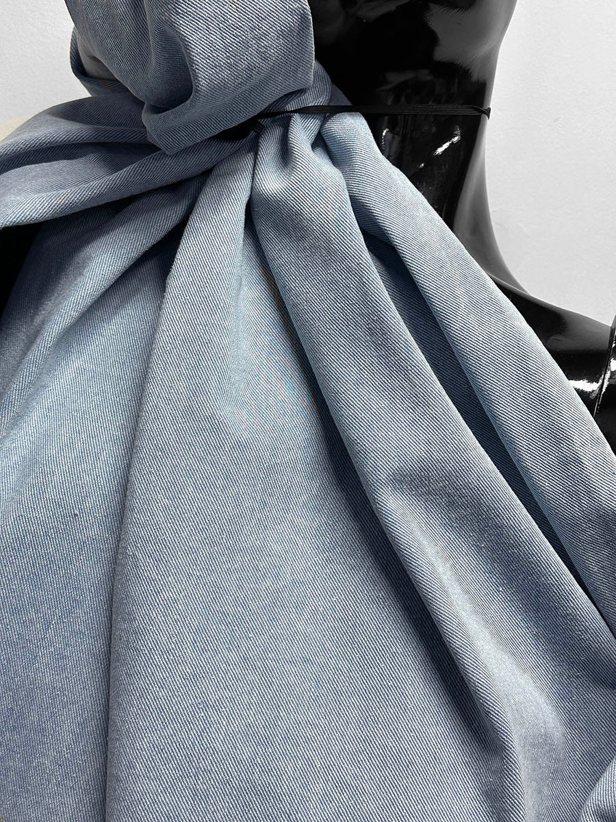 Italian Soft Washed Faded Selvedge Denim Fabric - Light - L'Etoffe Fabrics LLC