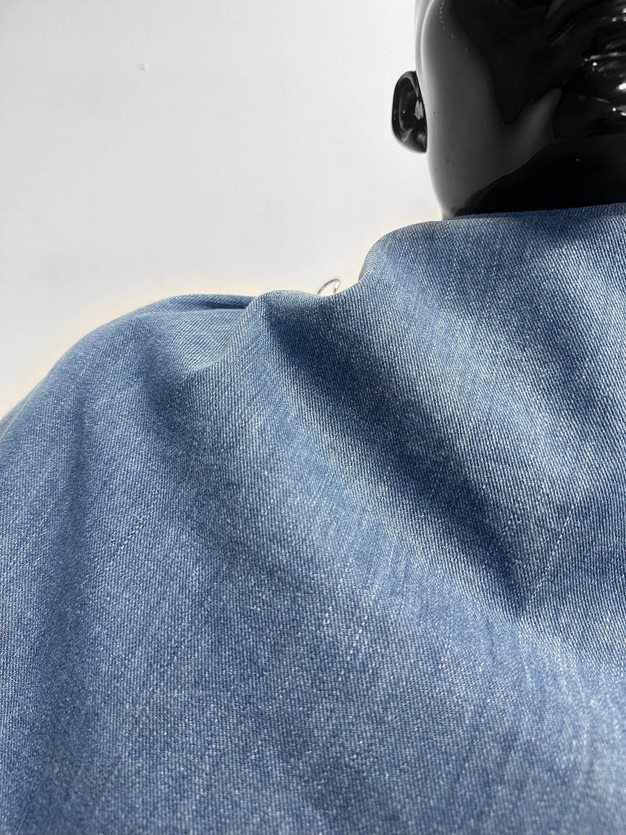 Italian Soft Washed Faded Selvedge Denim Fabric - Light - L'Etoffe Fabrics LLC