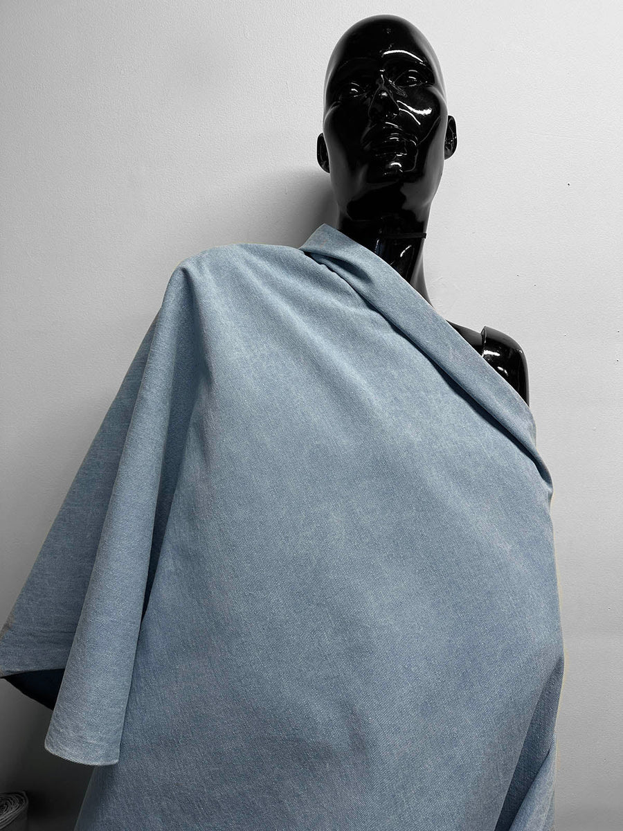 Italian Soft Washed Faded Selvedge Denim Fabric - Light - L'Etoffe Fabrics LLC