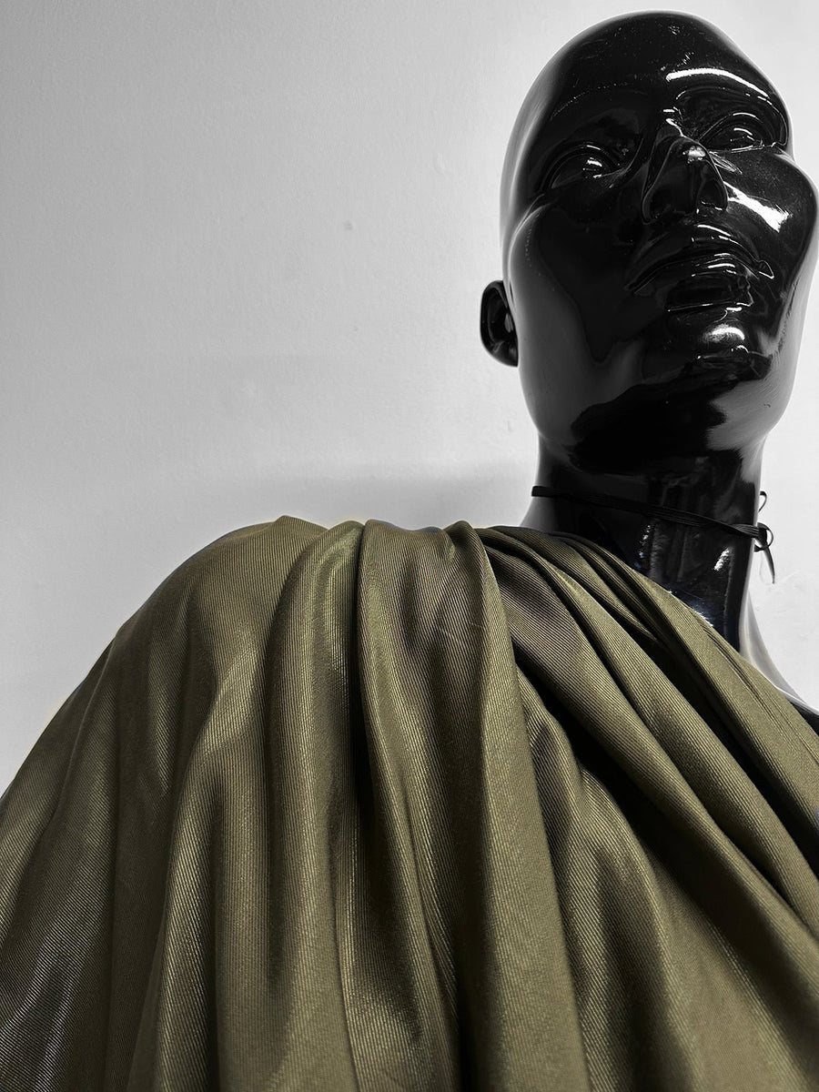 Italian Summer Cotton Viscose Twill Lining - Olive - L'Etoffe Fabrics LLC