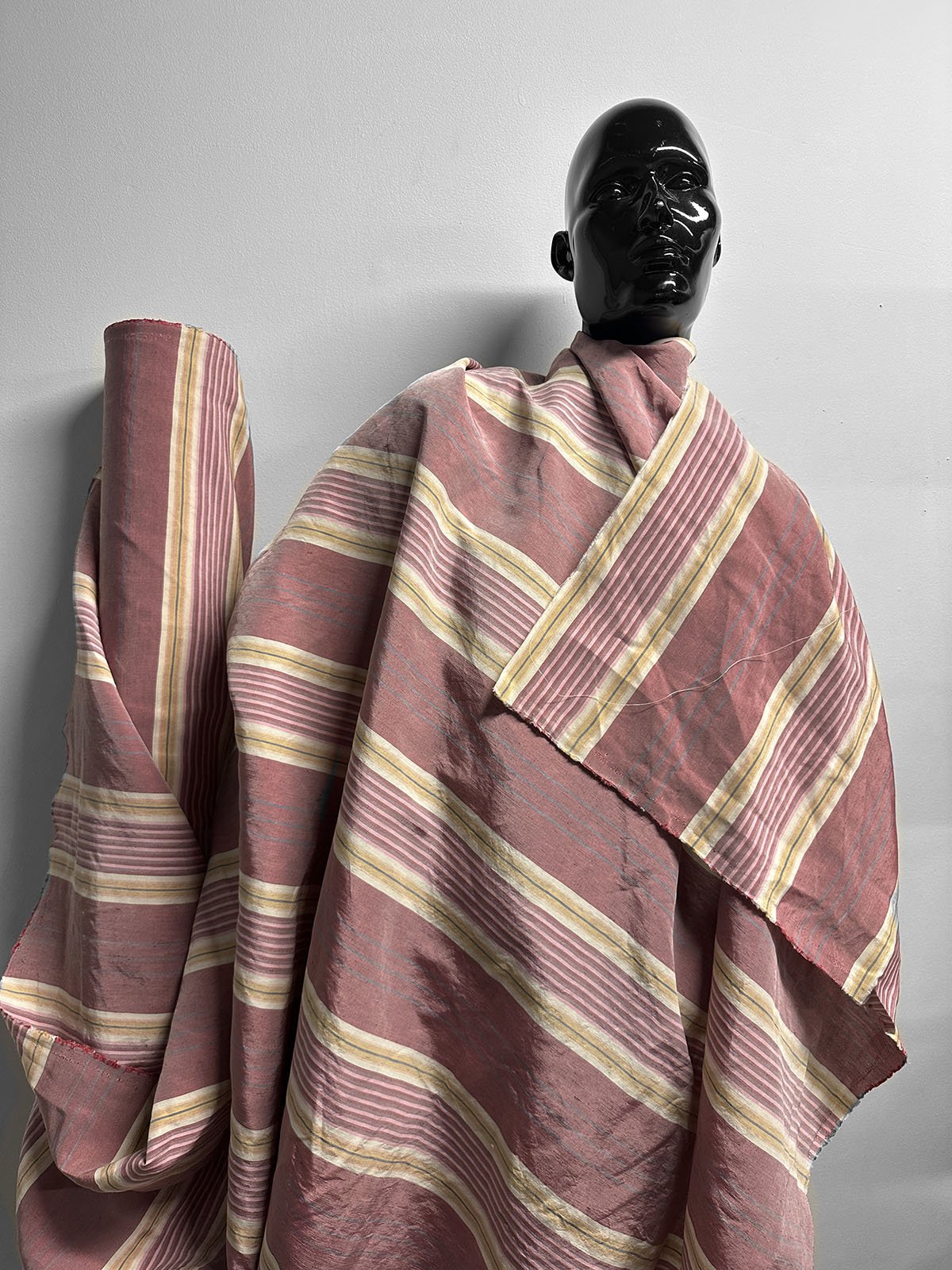 Italian Sunkissed Linen Cupro Stripe - L'Etoffe Fabrics LLC