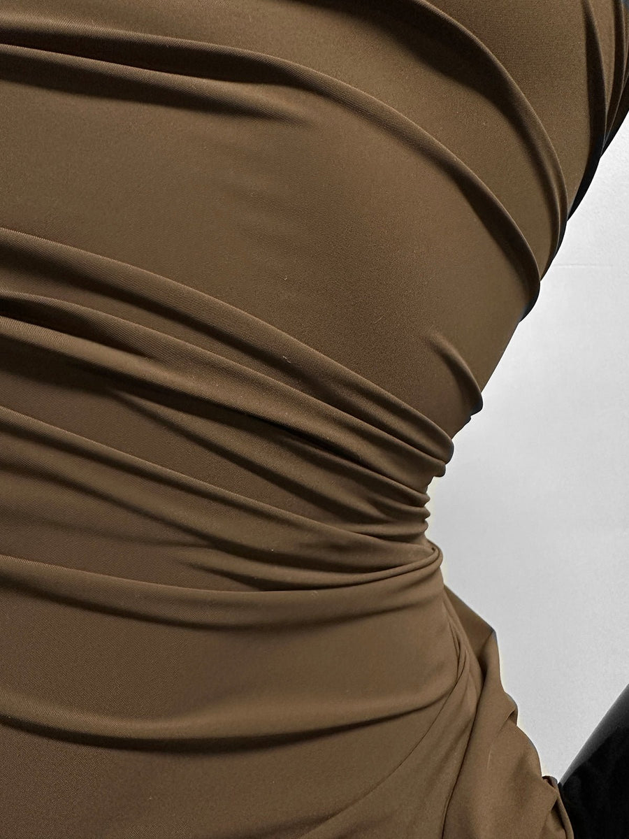Italian Swimsuit Lining in Cocoa Powder - L'Etoffe Fabrics LLC