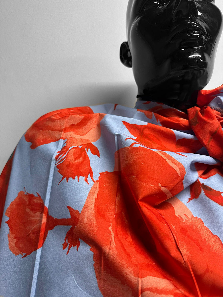 Italian Techno Rose Cotton Shirting Print - L'Etoffe Fabrics LLC