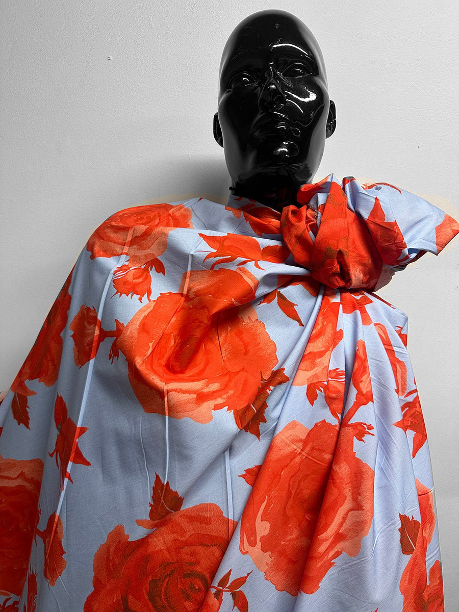 Italian Techno Rose Cotton Shirting Print - L'Etoffe Fabrics LLC