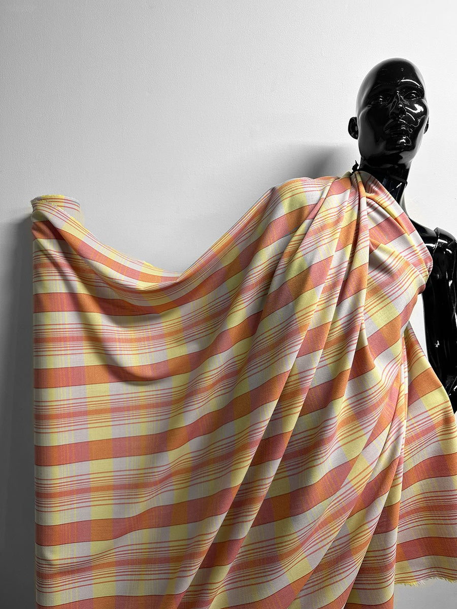 Italian Tropical Virgin Wool Soft Plaid - L'Etoffe Fabrics LLC