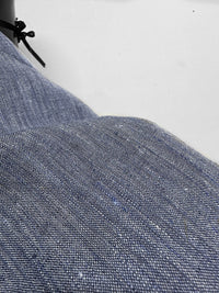 Italian Two Tone Blue Melange Slub -Striped Selvedge - L'Etoffe Fabrics LLC