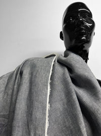 Italian Two Tone Natural Blue Grey Linen - L'Etoffe Fabrics LLC