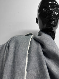 Italian Two Tone Natural Blue Grey Linen - L'Etoffe Fabrics LLC