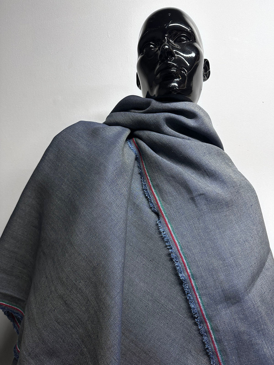 Italian Two Tone Olive Denim Blue Dark -Striped Selvedge - L'Etoffe Fabrics LLC
