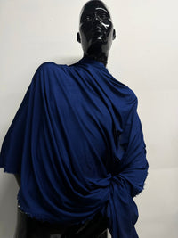Italian Very Slinky Ribbed Grecian Drape Cotton - Royal - L'Etoffe Fabrics LLC