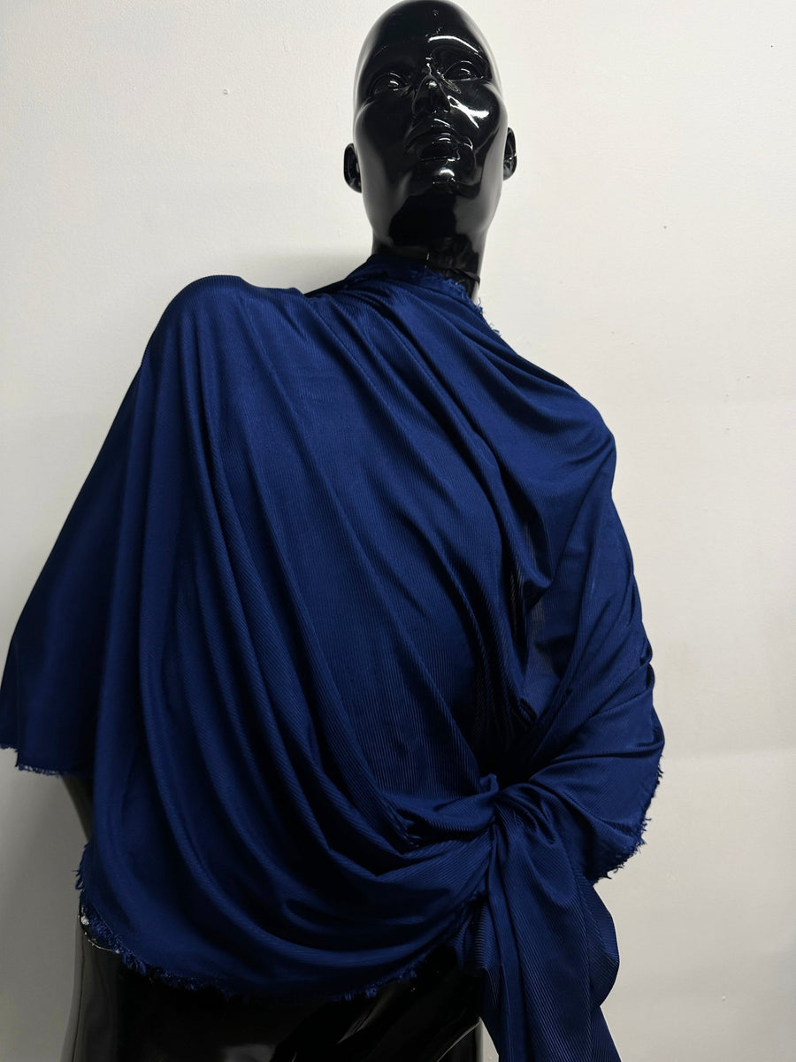 Italian Very Slinky Ribbed Grecian Drape Cotton - Royal - L'Etoffe Fabrics LLC