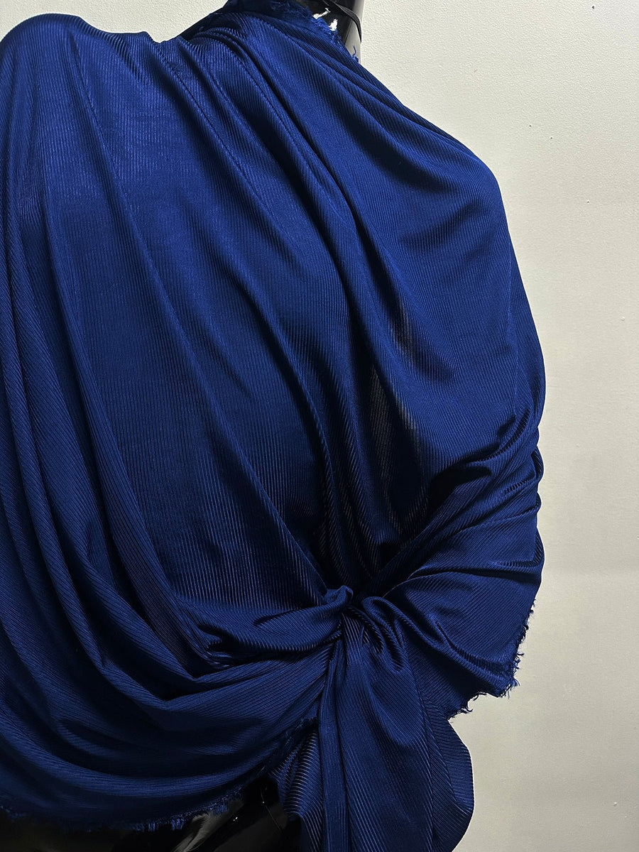 Italian Very Slinky Ribbed Grecian Drape Cotton - Royal - L'Etoffe Fabrics LLC